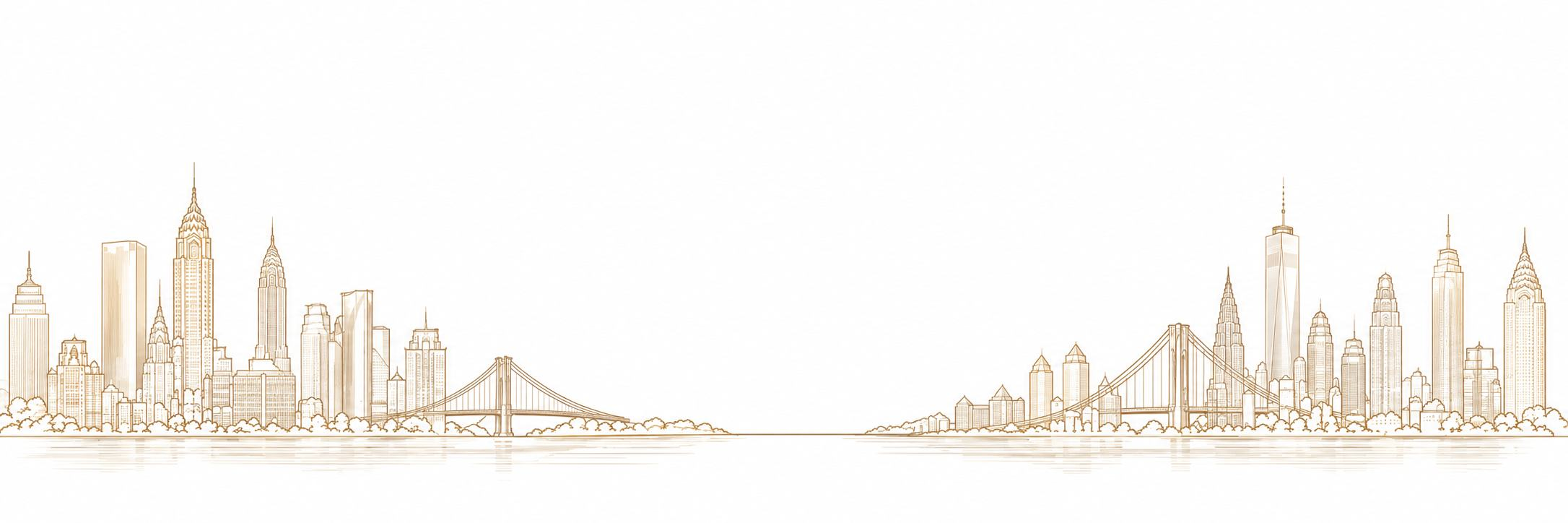 Gold line-art New York City skyline